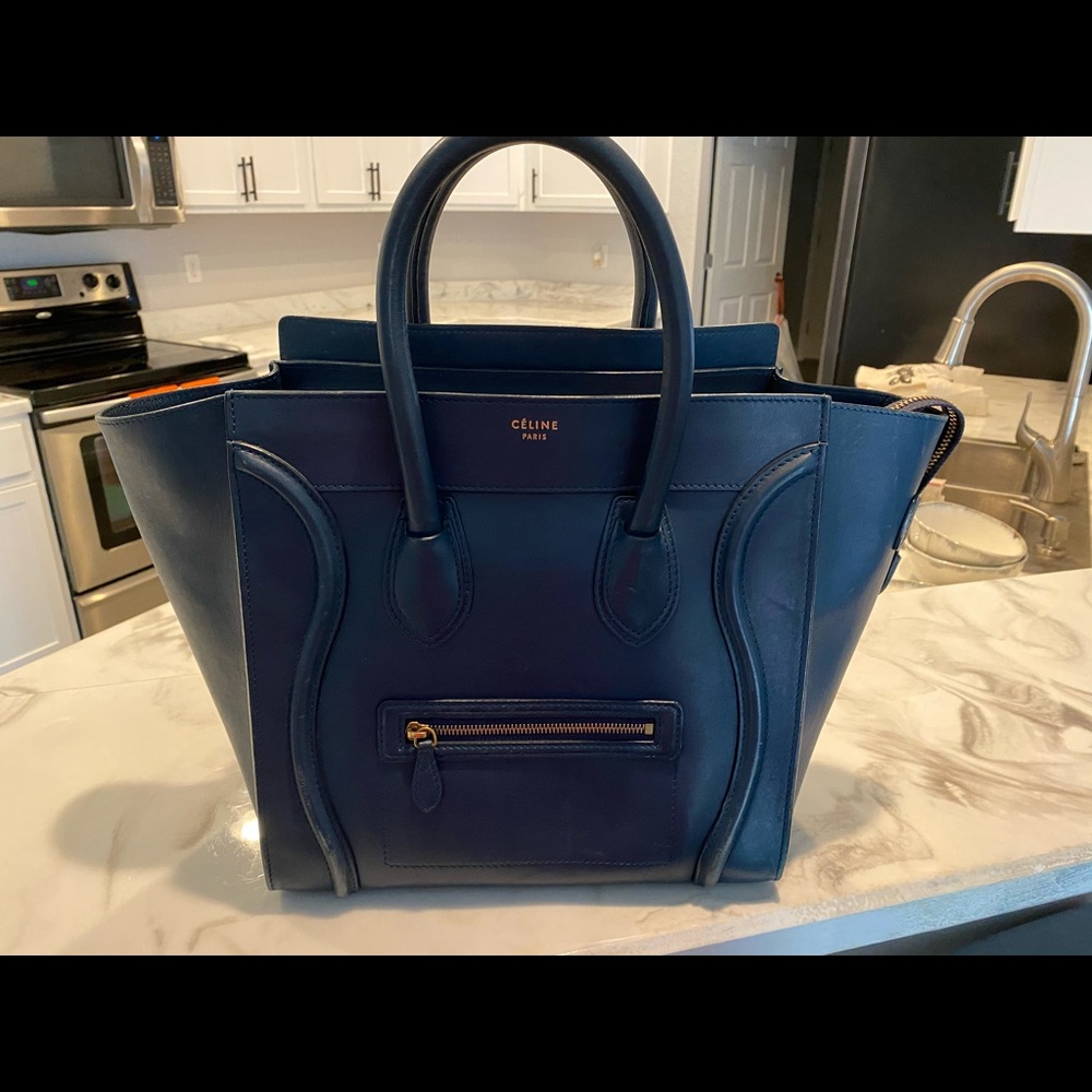 Celine Calfskin Luggage Tote in Teal